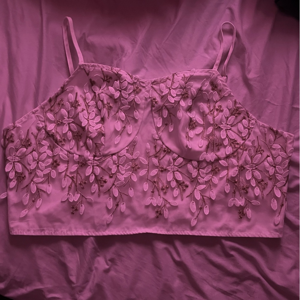 Embroidered crop tank